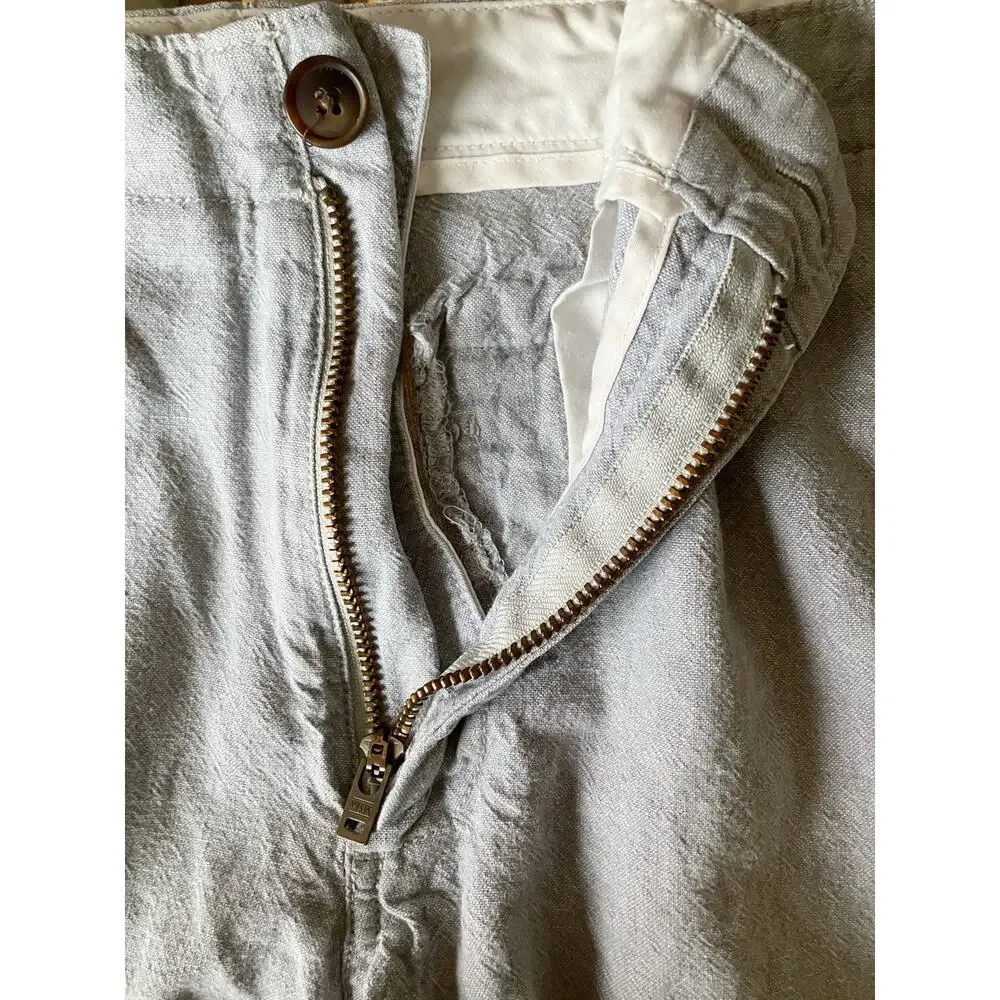 J. Crew Linen Cotton Beach Shorts Size 31 Pockets Gray Resortwear Summer Travel